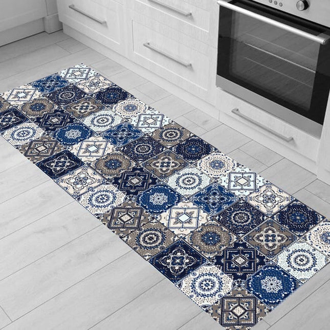 Alfombra de cocina baldosas hidráulicas azules