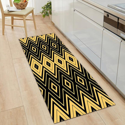 Alfombra de cocina negra y amarilla