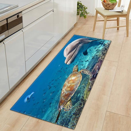 Alfombra de cocina estampada fondo marino
