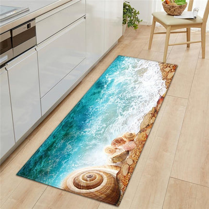 Alfombra de cocina motivo conchas marinas