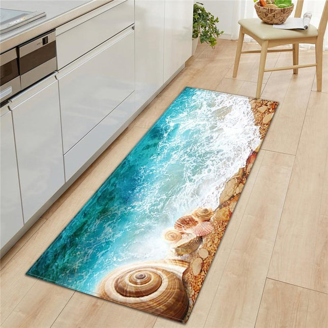 Alfombra de cocina motivo conchas marinas