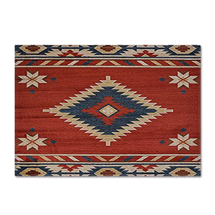 Alfombra de salón roja y beige