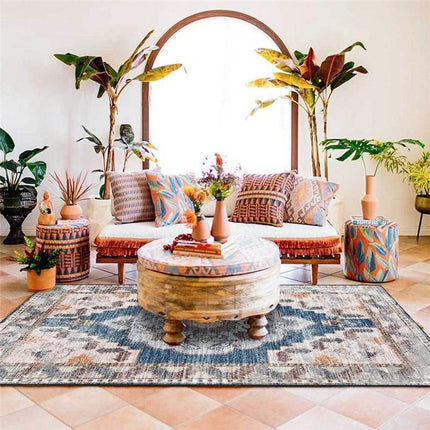 Alfombra Beige con Efecto Vintage Desgastado