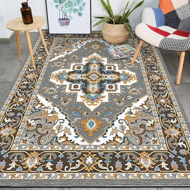 Alfombra clásica amarilla y gris