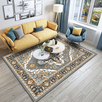 Alfombra clásica amarilla y gris