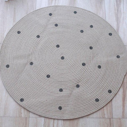 Alfombra redonda de yute con lunares