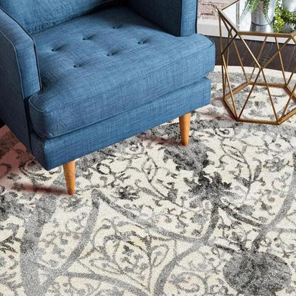 Alfombra Redonda Vintage Diseño Floral Salón