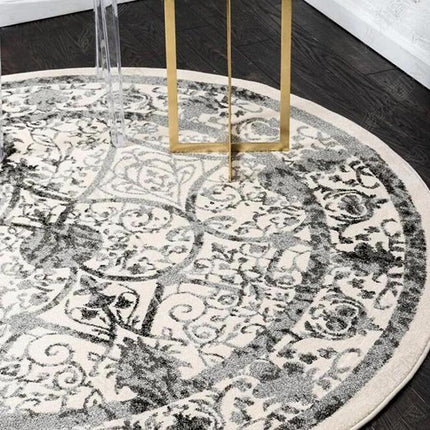 Alfombra Redonda Vintage Diseño Floral Salón