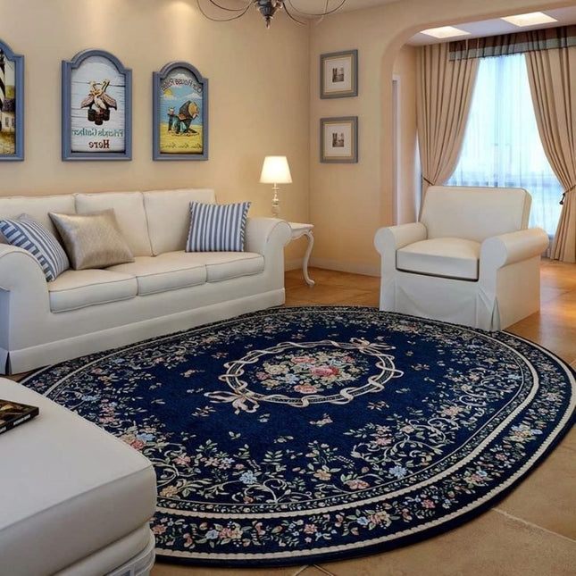 Alfombra de comedor ovalada diseño floral