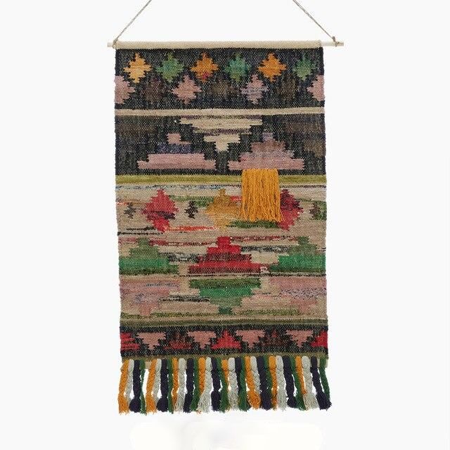 Tapiz de pared kilim con flecos