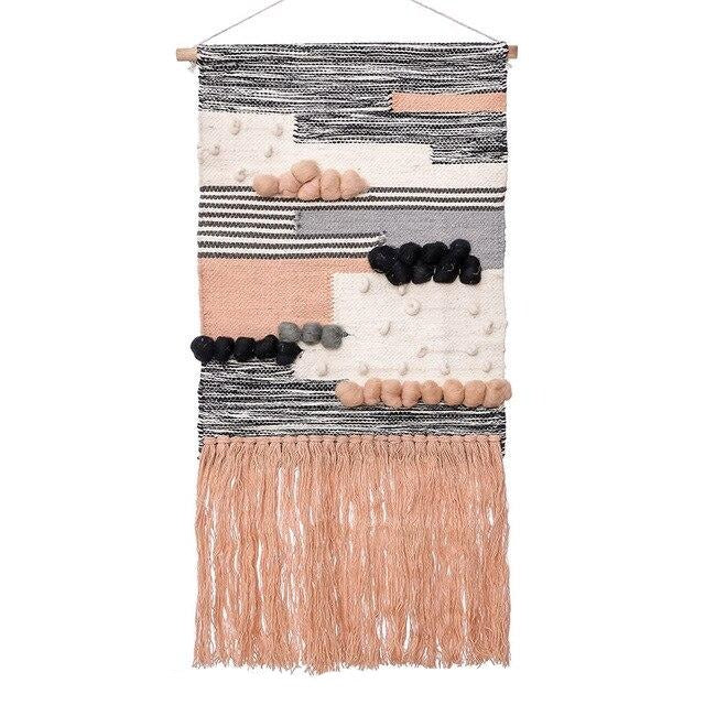 Colgante de pared tejido rosa pálido