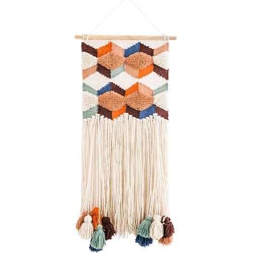 Tapiz de pared tejido con borlas