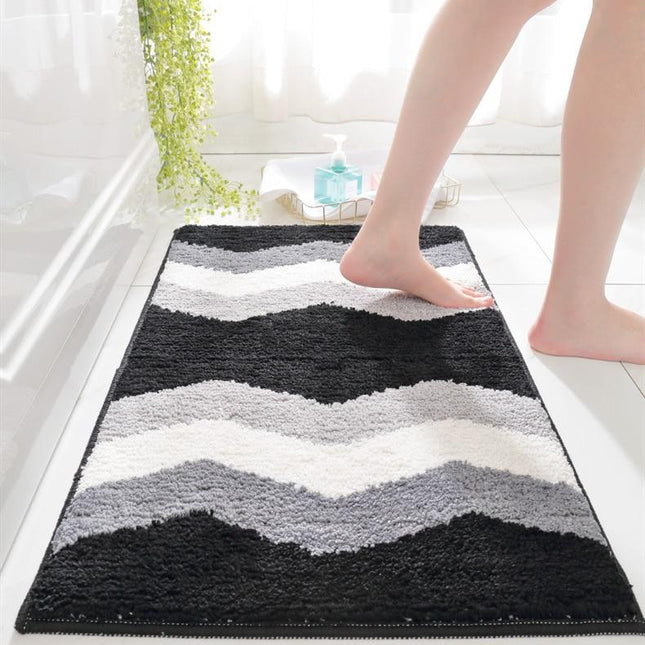 Alfombra de baño negra y blanca