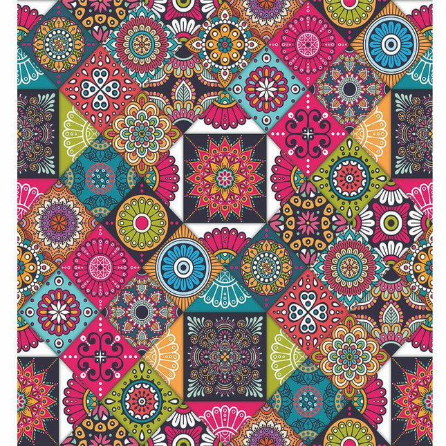 Alfombra diseño patchwork multicolor estilo mandala