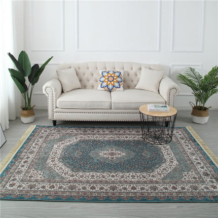 Alfombra persa de salón azul petróleo