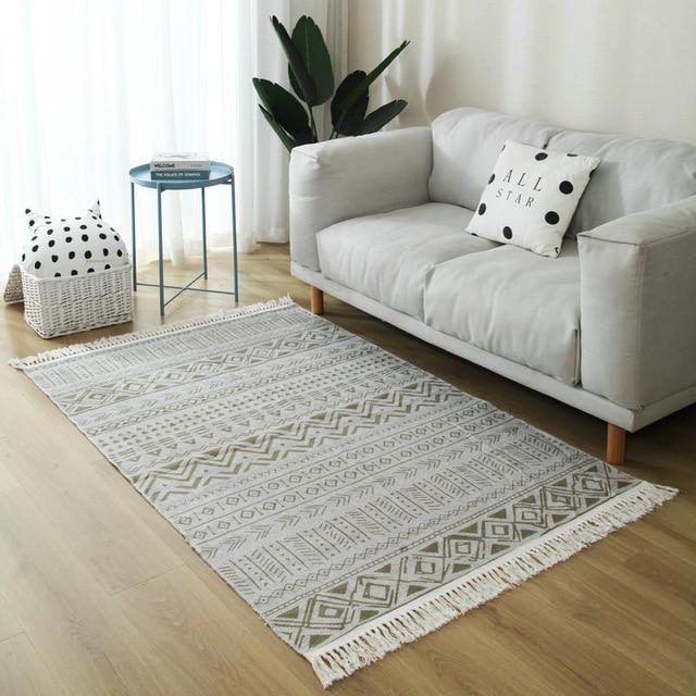 Alfombra rectangular de algodón tejido