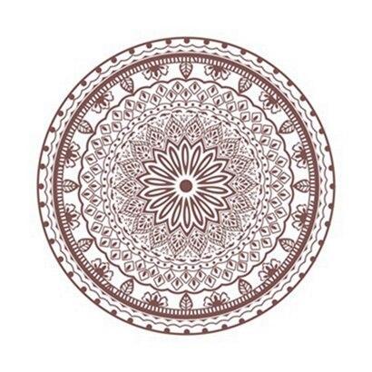 Alfombra redonda marrón y blanca