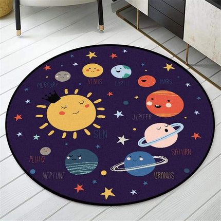 Alfombra Redonda Infantil con Planetas Divertidos