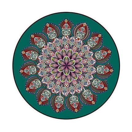 Alfombra redonda verde oscuro mandala