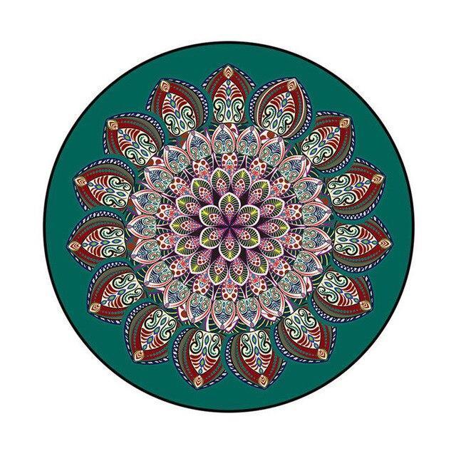 Alfombra redonda verde oscuro mandala