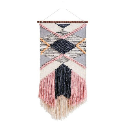 Tapiz de pared rosa y gris geométrico