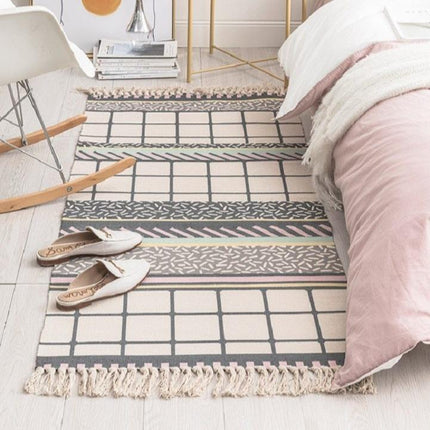 Alfombra rosa empolvado y beige