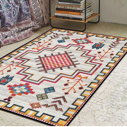 Alfombra étnica roja y amarilla