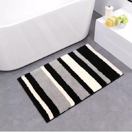 Alfombra de baño rayas gris y negro