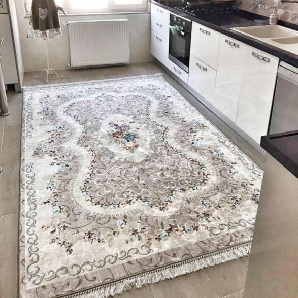 Alfombra de salón gris diseño vintage