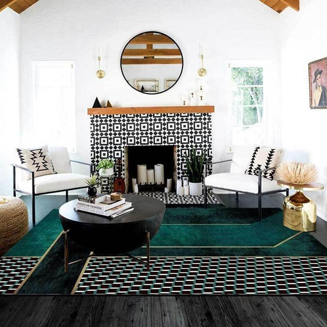 Alfombra de salón moderna verde esmeralda
