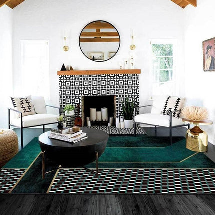 Alfombra de salón moderna verde esmeralda