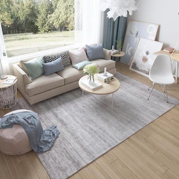 Alfombra lisa de color gris claro