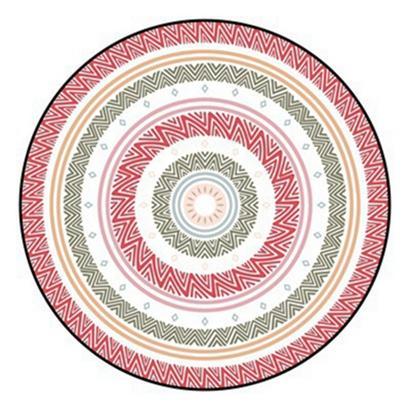 Alfombra redonda verde, amarilla y roja