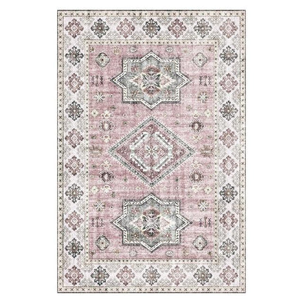 Alfombra vintage en tonos rosa y gris