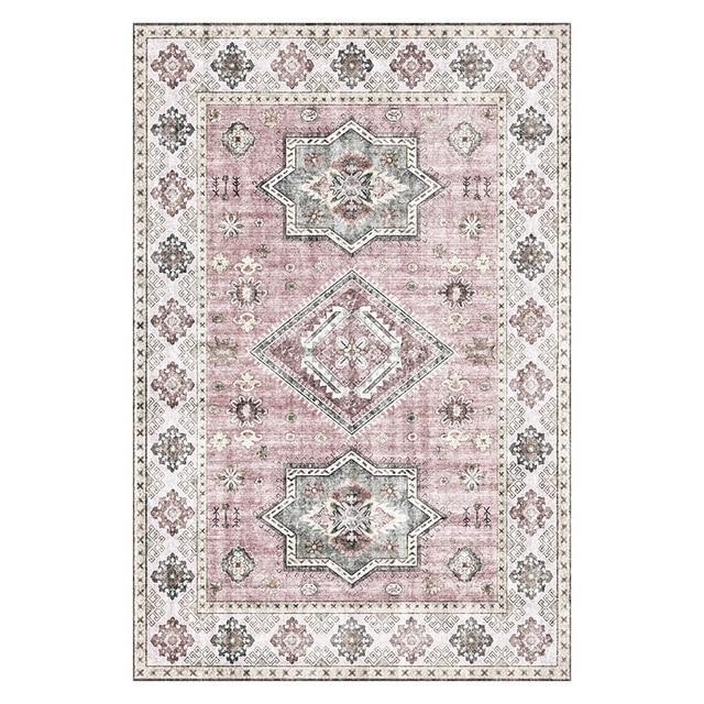 Alfombra vintage en tonos rosa y gris