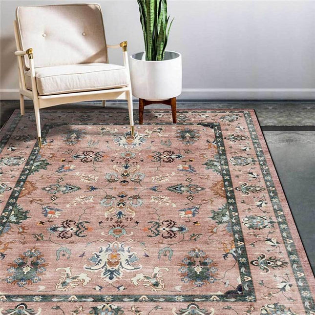 Alfombra vintage color rosa empolvado
