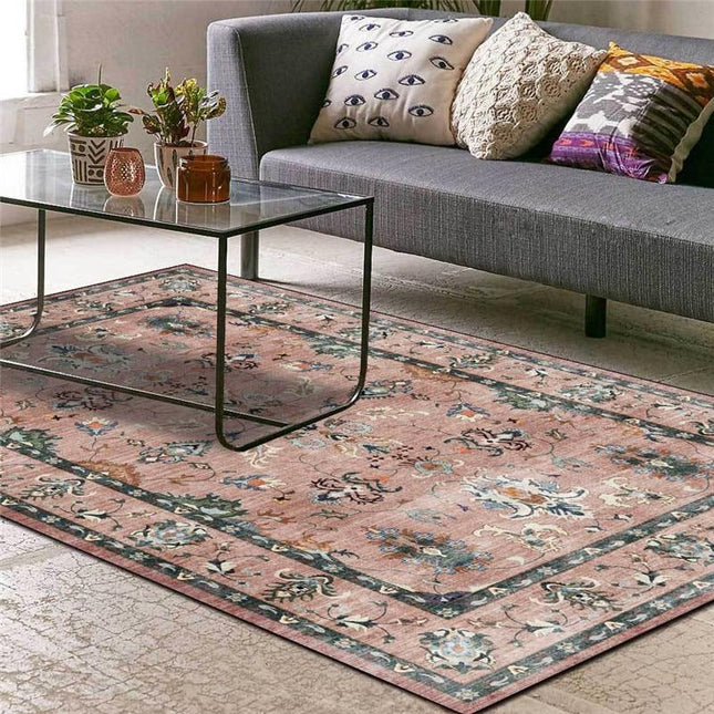 Alfombra vintage color rosa empolvado