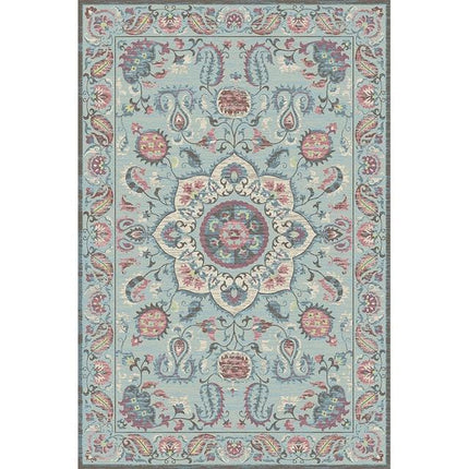 Alfombra vinílica lavable diseño persa azul