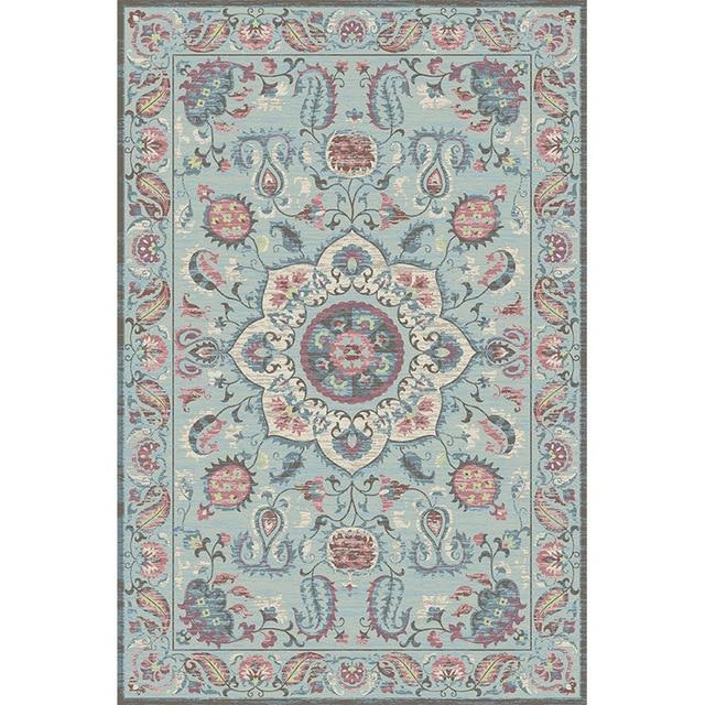 Alfombra vinílica lavable diseño persa azul