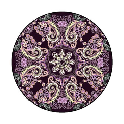 Alfombra redonda en color violeta oscuro